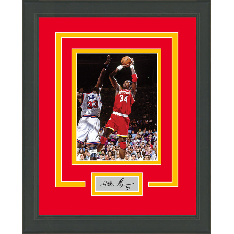 Framed Hakeem Olajuwon Facsimile Laser Engraved Signature Auto Houston Rockets 11x14 Basketball Photo