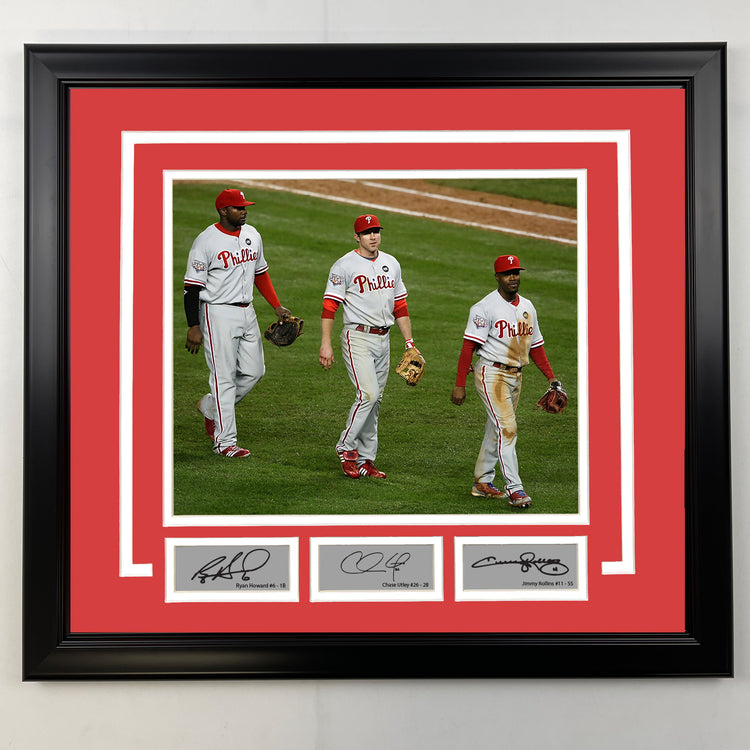 Framed Ryan Howard, Chase Utley and Jimmy Rollins Facsimile Laser Engraved Signatures Philadelphia Phillies 19x21 Baseball Photo