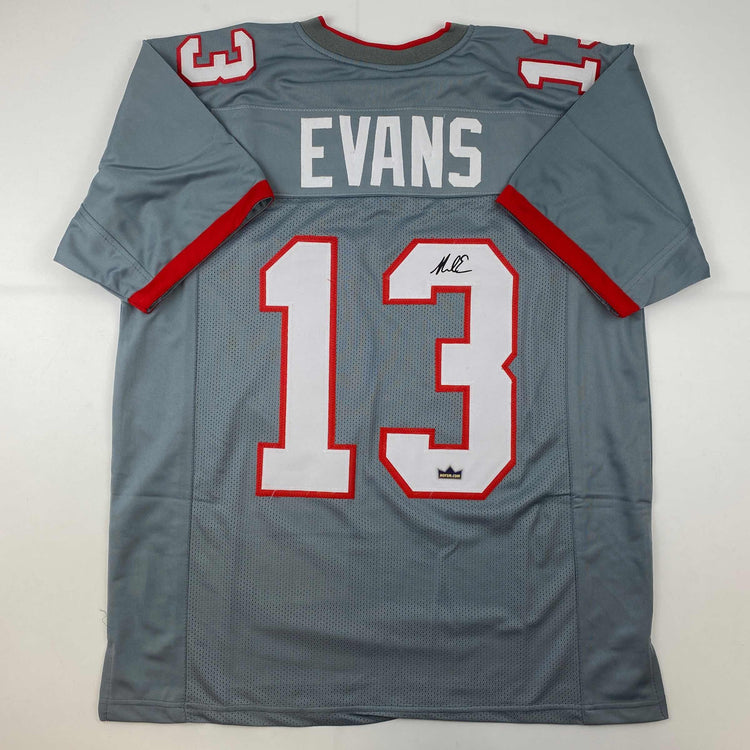 Facsimile Autographed Mike Evans Tampa Bay Grey Pewter Reprint Laser Auto Football Jersey Size Men's XL