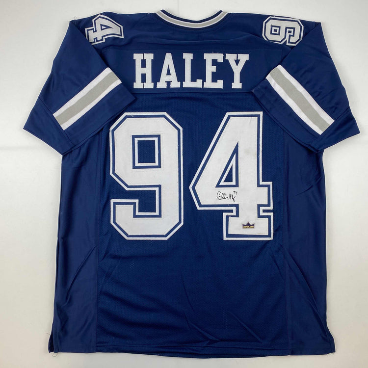 Facsimile Autographed Charles Haley Dallas Blue Reprint Laser Auto Football Jersey Size Men's XL