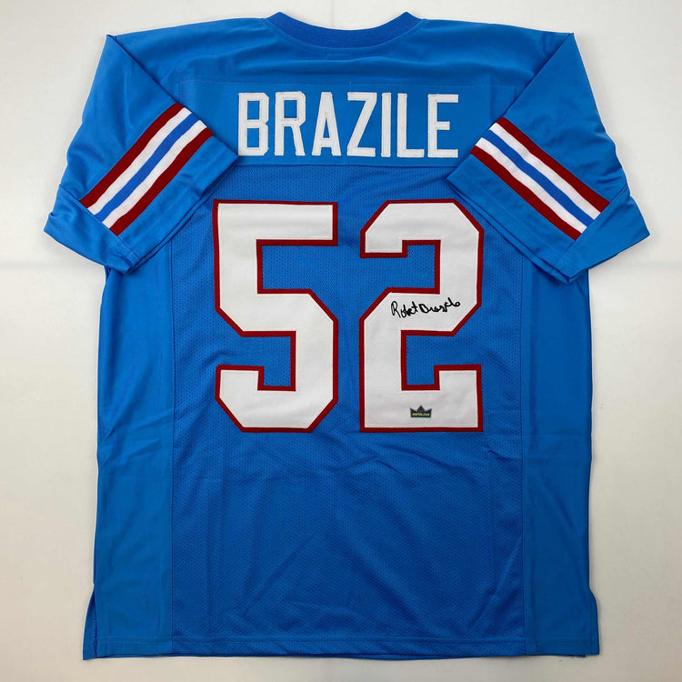 Facsimile Autographed Robert Brazile Houston Blue Reprint Laser Auto Football Jersey Size Men's XL