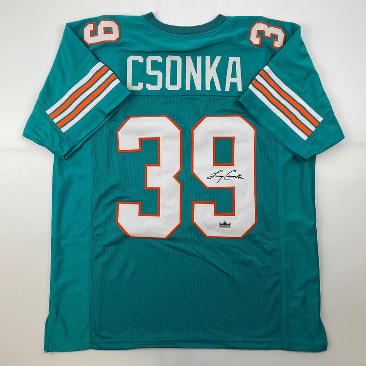 Facsimile Autographed Larry Csonka Miami Teal Reprint Laser Auto Football Jersey Size Men's XL