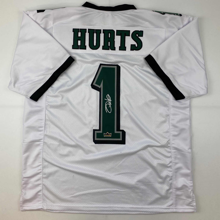 Facsimile Autographed Jalen Hurts Philadelphia White Reprint Laser Auto Football Jersey Size Men's XL