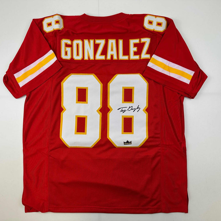 Facsimile Autographed Tony Gonzalez Kansas City Red Reprint Laser Auto Football Jersey Size Men's XL