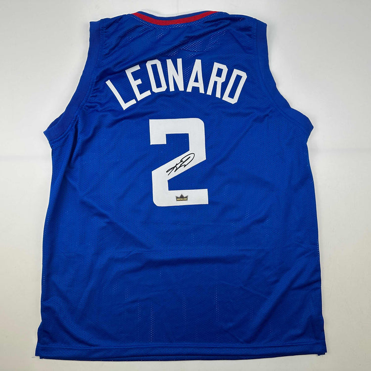 Facsimile Autographed Kawhi Leonard Los Angeles LA Blue Reprint Laser Auto Basketball Jersey Size Men's XL
