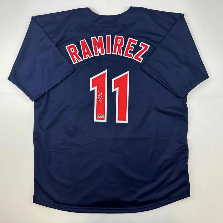 Facsimile Autographed Jose Ramirez Cleveland Blue Reprint Laser Auto Baseball Jersey Size Men's XL