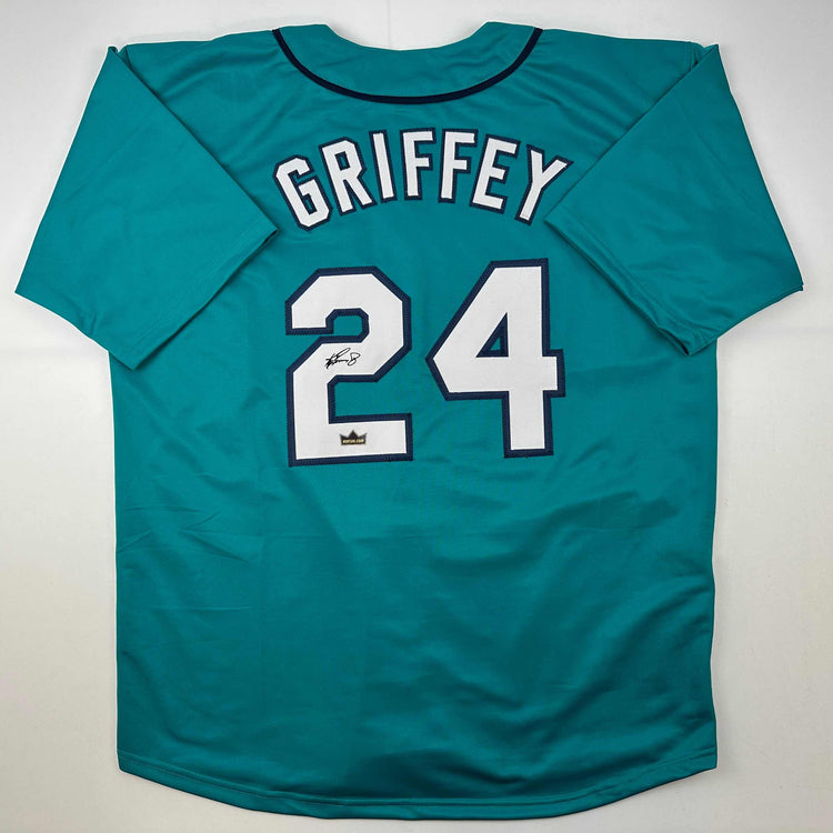 Facsimile Autographed Ken Griffey Jr. Seattle Teal Reprint Laser Auto Baseball Jersey Size Men's XL