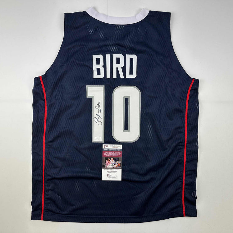 Autographed/Signed Sue Bird UConn Connecticut Blue College Basketball Jersey JSA COA