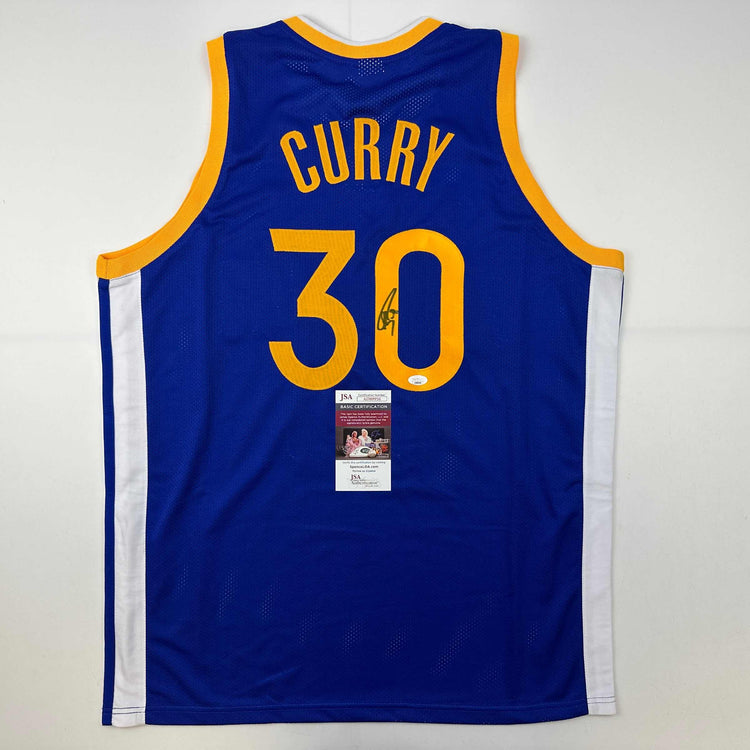 Autographed/Signed Stephen Steph Curry Golden State Blue Basketball Jersey JSA COA