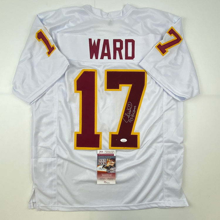 Autographed/Signed Charlie Ward 93 Heisman Florida State FSU White College Football Jersey JSA COA
