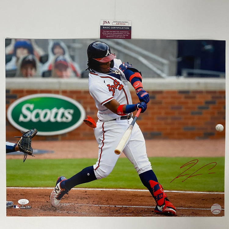 Autographed/Signed Ronald Acuna Jr. Atlanta Braves 16x20 Baseball Photo JSA COA #2