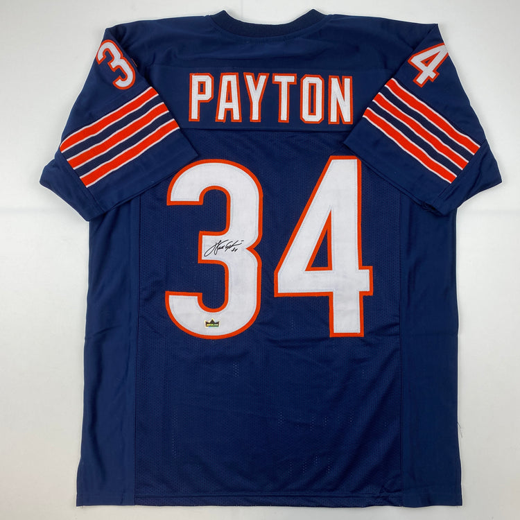 Facsimile Autographed Walter Payton Chicago Blue Reprint Laser Auto Football Jersey Size Men's XL