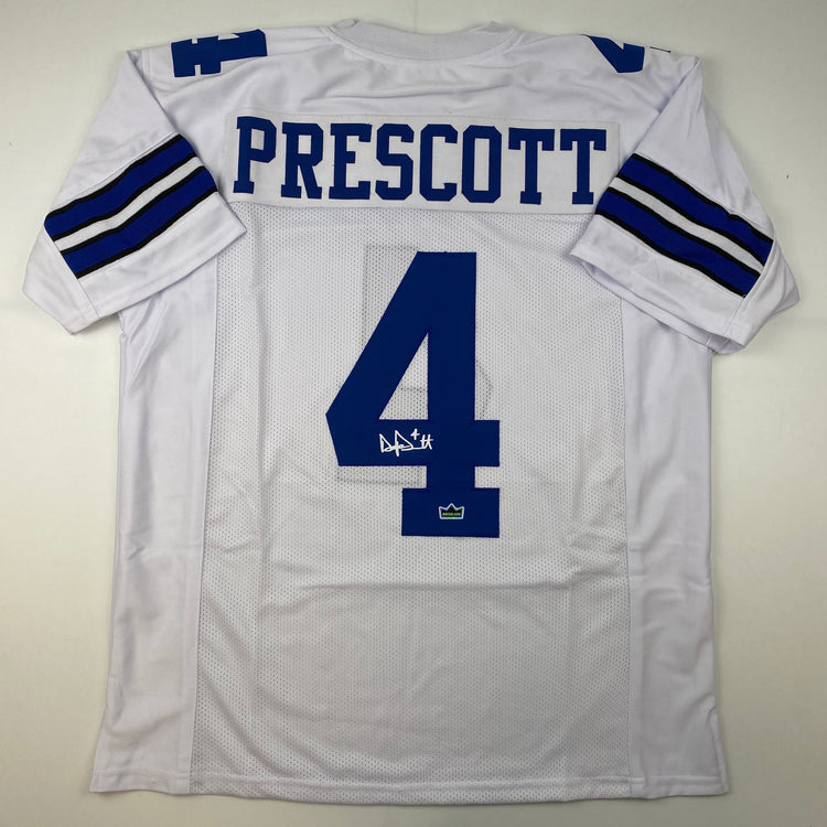 Facsimile Autographed Dak Prescott Dallas White Reprint Laser Auto Football Jersey Size Men's XL