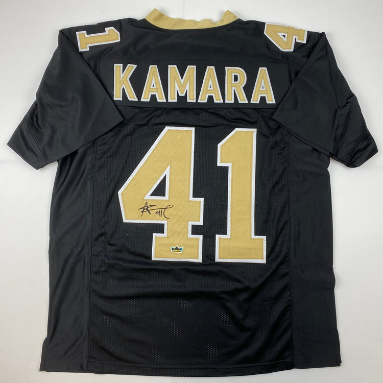 Facsimile Autographed Alvin Kamara New Orleans Black Reprint Laser Auto Football Jersey Size Men's XL