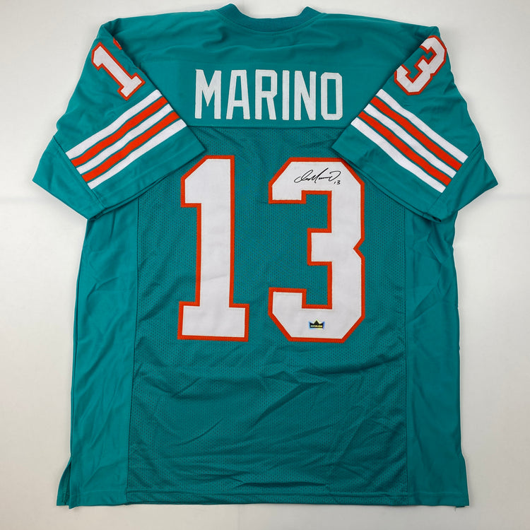 Facsimile Autographed Dan Marino Miami Teal Reprint Laser Auto Football Jersey Size Men's XL
