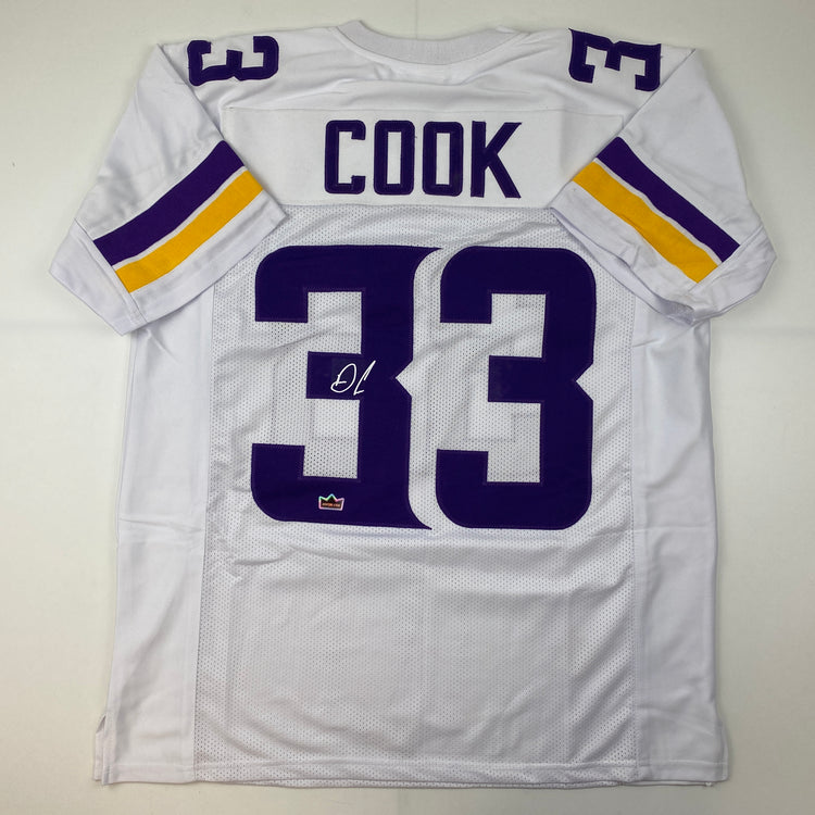Facsimile Autographed Dalvin Cook Minnesota White Reprint Laser Auto Football Jersey Size Men's XL