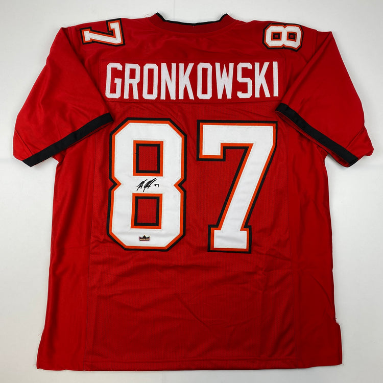 Facsimile Autographed Rob Gronk Gronkowski Tampa Bay Red Reprint Laser Auto Football Jersey Size Men's XL