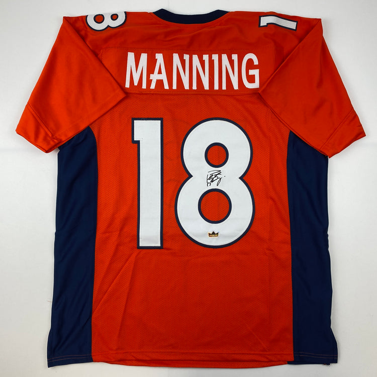 Facsimile Autographed Peyton Manning Denver Orange Reprint Laser Auto Football Jersey Size Men's XL