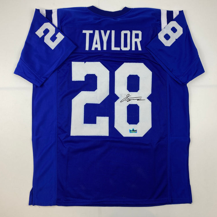 Facsimile Autographed Jonathan Taylor Indianapolis Blue Reprint Laser Auto Football Jersey Size Men's XL