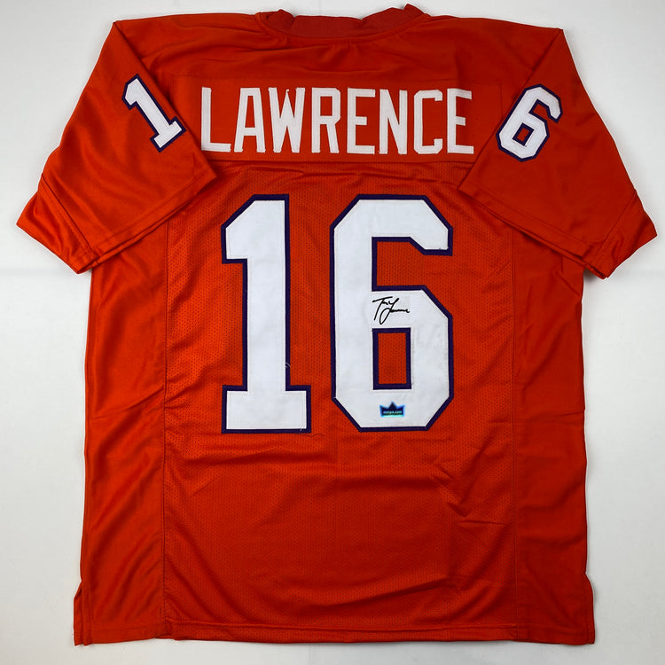Facsimile Autographed Trevor Lawrence Clemson Orange Reprint Laser Auto College Football Jersey Size Men's XL
