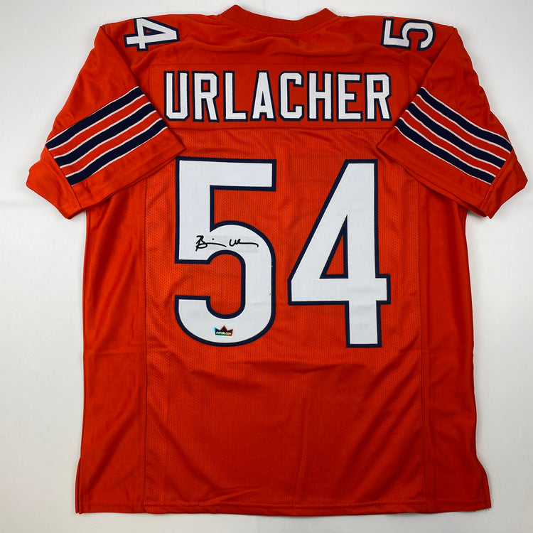 Facsimile Autographed Brian Urlacher Chicago Orange Reprint Laser Auto Football Jersey Size Men's XL