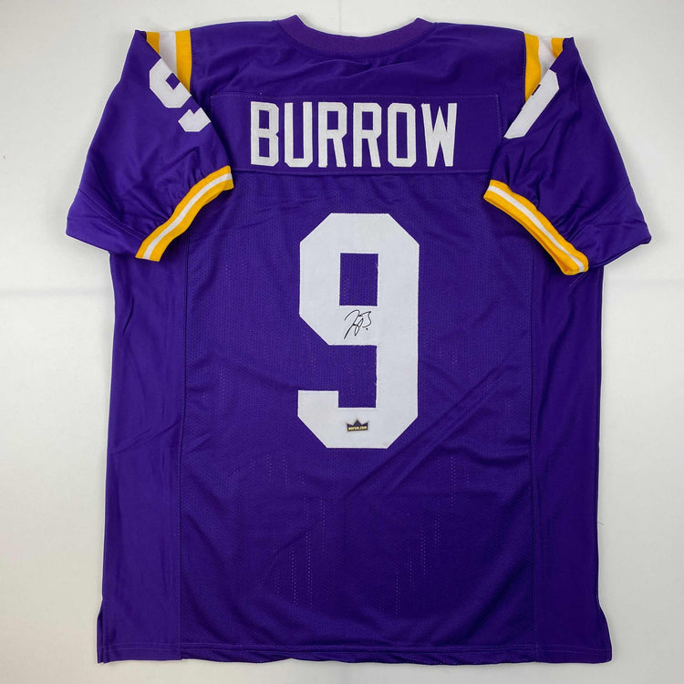 Facsimile Autographed Joe Burrow Purple Reprint Laser Auto College Football Jersey Size Men's XL