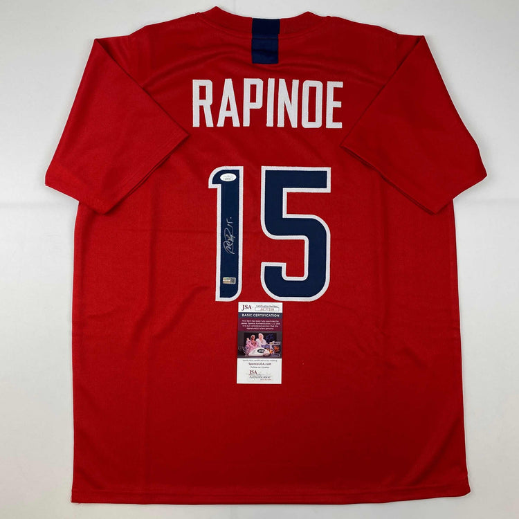 Autographed/Signed Megan Rapinoe Red Soccer Team USA United States World Cup Jersey JSA COA