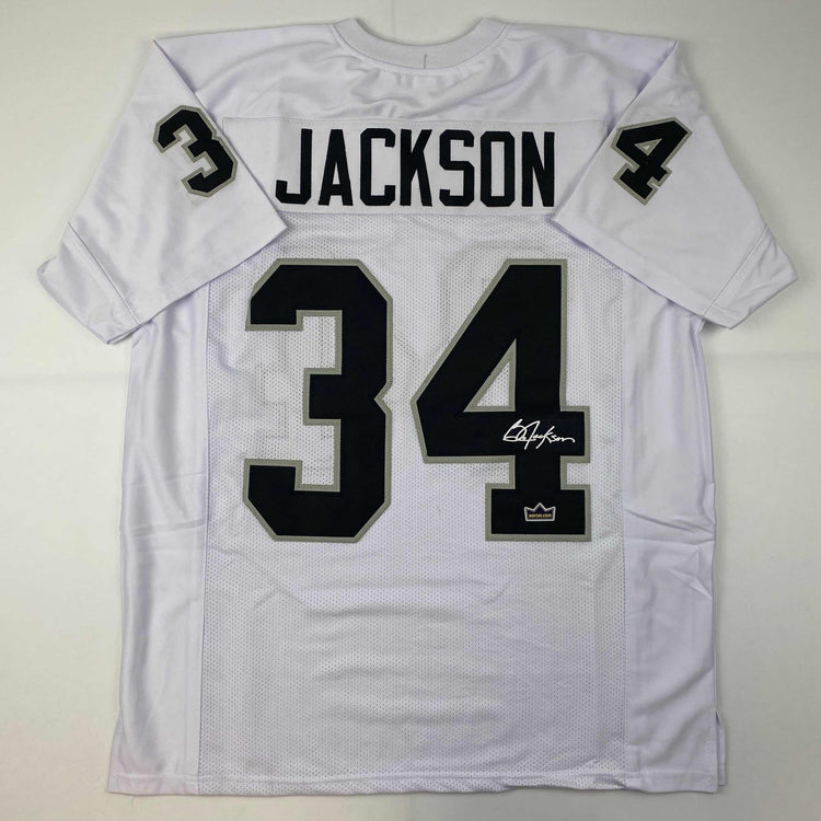 Facsimile Autographed Bo Jackson Oakland Las Vegas White Reprint Laser Auto Football Jersey Size Men's XL