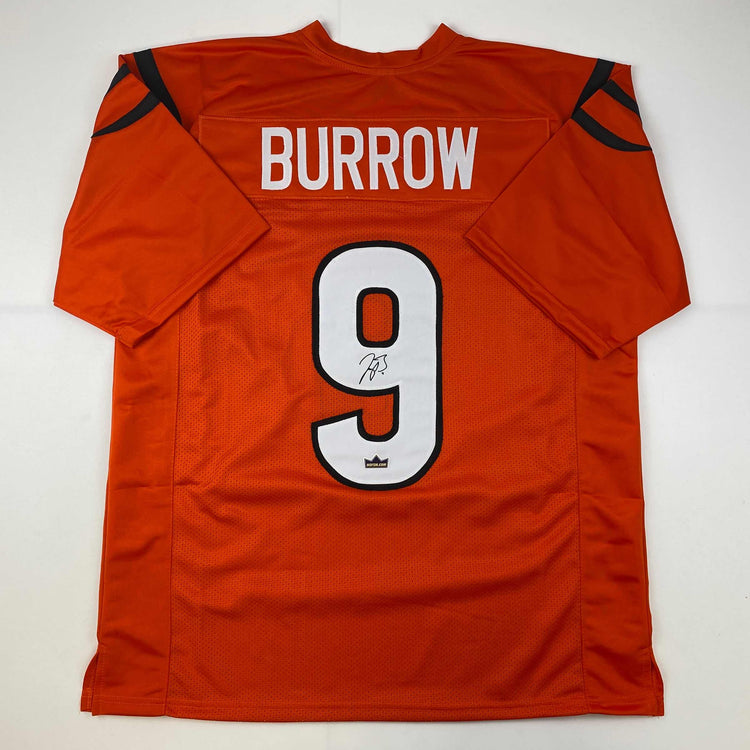 Facsimile Autographed Joe Burrow Cincinnati Orange Reprint Laser Auto Football Jersey Size Men's XL