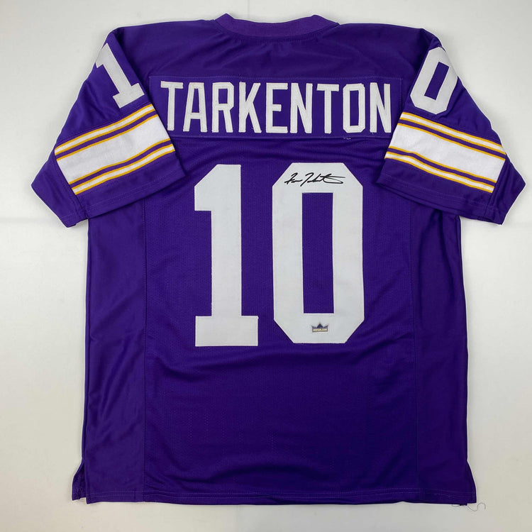 Facsimile Autographed Fran Tarkenton Minnesota Purple Reprint Laser Auto Football Jersey Size Men's XL
