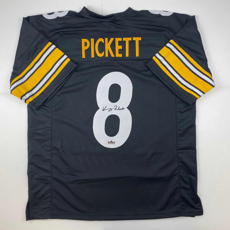 Facsimile Autographed Kenny Pickett Pittsburgh Black Reprint Laser Auto Football Jersey Size Men's XL