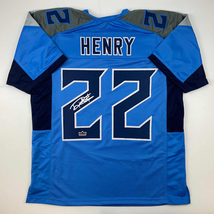 Facsimile Autographed Derrick Henry Tennessee Light Blue Reprint Laser Auto Football Jersey Size Men's XL