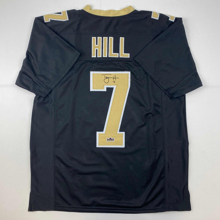 Facsimile Autographed Taysom Hill New Orleans Black Reprint Laser Auto Football Jersey Size Men's XL