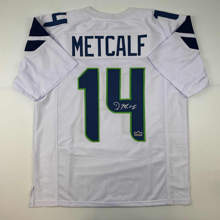 Facsimile Autographed D.K. DK Metcalf Seattle White Reprint Laser Auto Football Jersey Size Men's XL