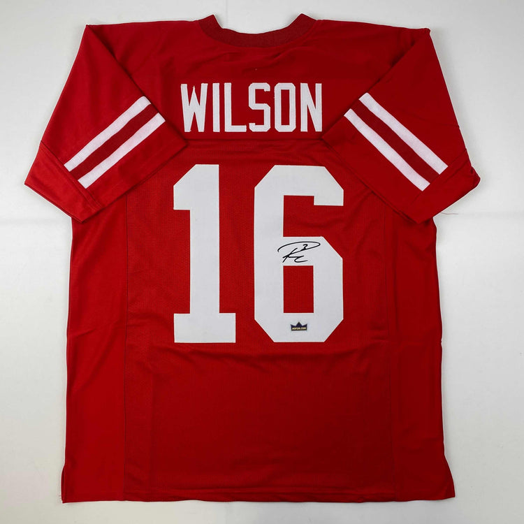 Facsimile Autographed Russell Wilson Wisconsin Red Reprint Laser Auto College Football Jersey Size Men's XL