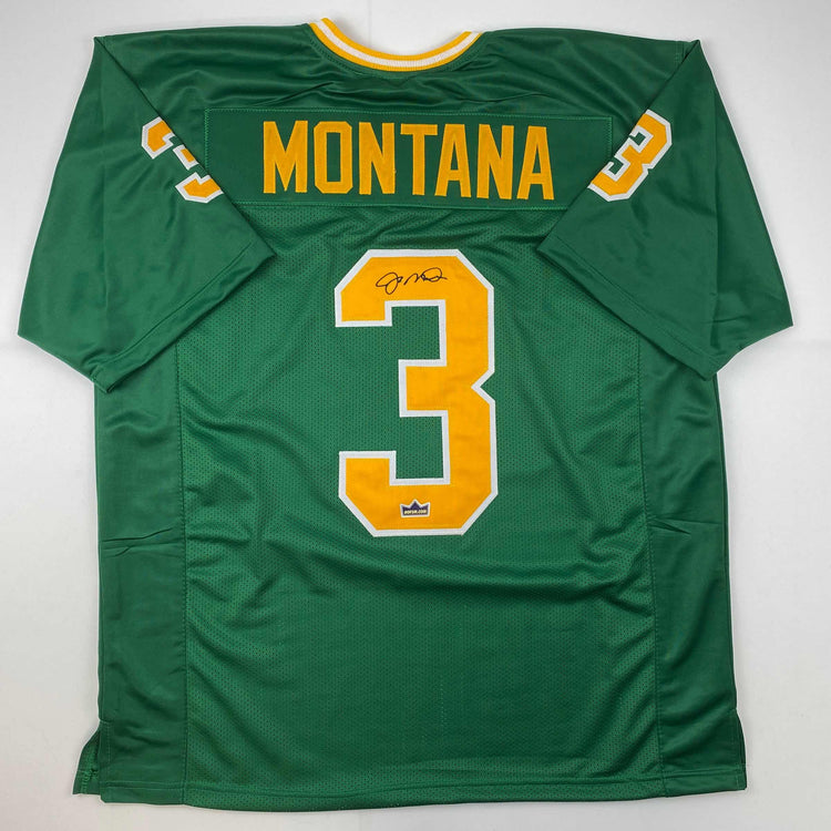Facsimile Autographed Joe Montana Notre Dame Green Reprint Laser Auto College Football Jersey Size Men's XL