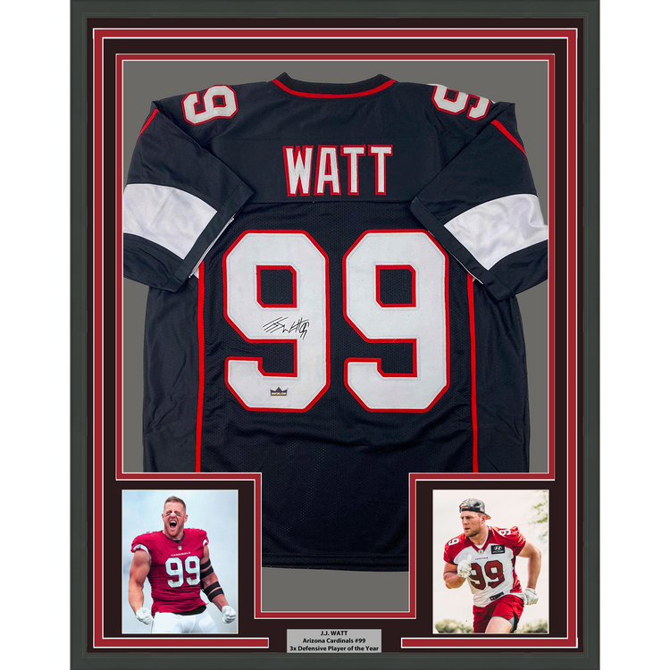 Framed Facsimile Autographed JJ J.J. Watt 35x39 Arizona Black Reprint Laser Auto Football Jersey