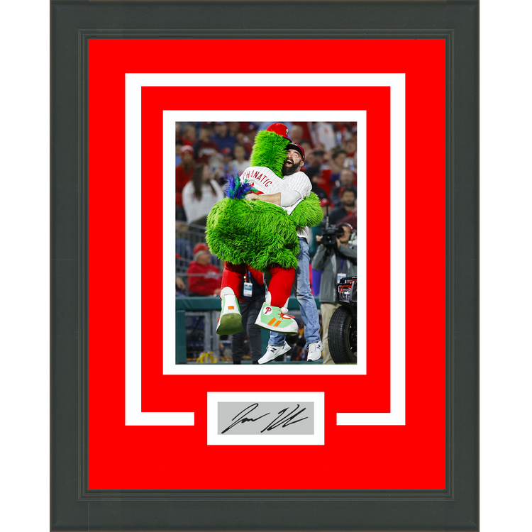 Framed Jason Kelce Phillie Phanatic Facsimile Laser Engraved Signature Auto Philadelphia Phillies 11x14 Baseball Photo