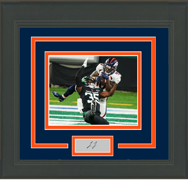 Framed Jerry Jeudy Facsimile Laser Engraved Signature Auto Denver Broncos 11x14 Football Photo
