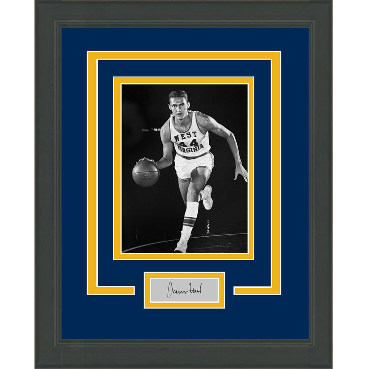 Framed Jerry West Facsimile Laser Engraved Signature Auto West Virginia Mountaineers 11x14 Basketball Photo