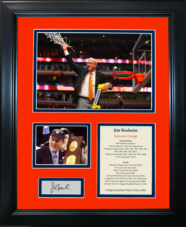 Framed Jim Boeheim Hall of Fame Syracuse Orange Facsimile Laser Engraved Signature Auto NCAA Basketball 11"x14" Photo Sig Collage