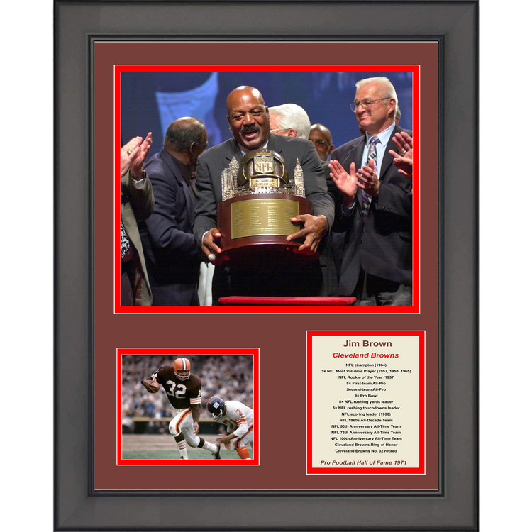 Framed Jim Brown Hall of Fame Cleveland Browns Football 11"x14" Three Photo Collage