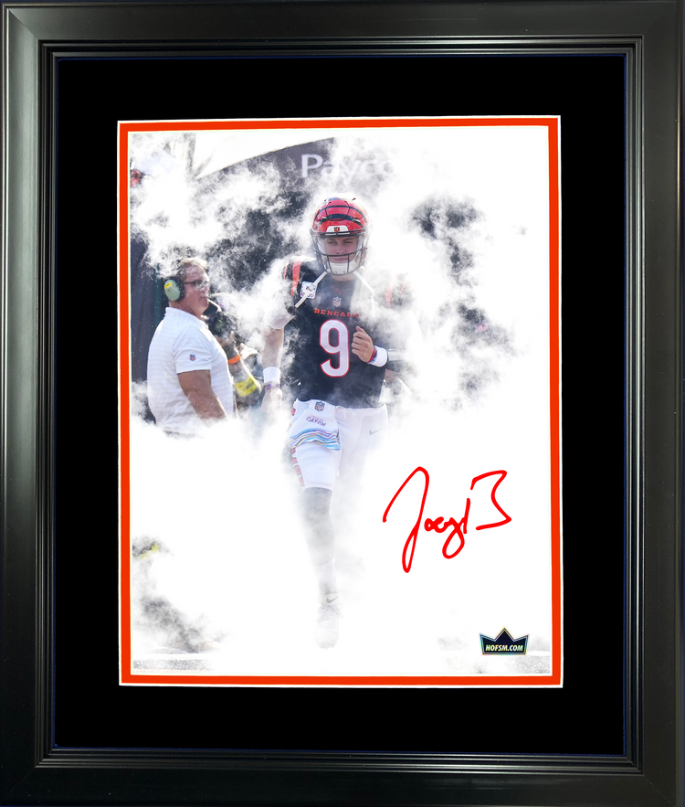 Framed Joe Burrow Cincinnati Bengals Facsimile Laser Engraved Signature Auto 11"x14" Football Photo HOFSM Holo