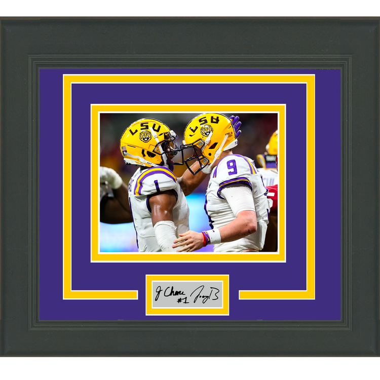 Framed Joe Burrow Ja'Marr Chase Dual Facsimile Laser Engraved Signature Auto LSU Tigers 11x14 College Football Photo