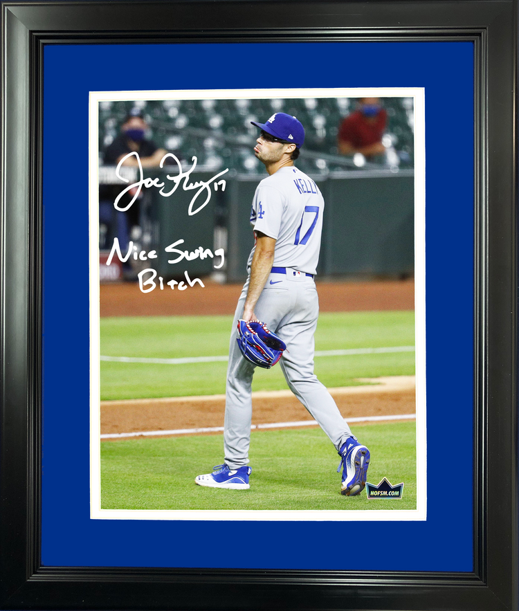 Framed Joe Kelly Inscribed Nice Swing Los Angeles Dodgers Facsimile Laser Engraved Signature Auto 11"x14" Baseball Photo HOFSM Holo