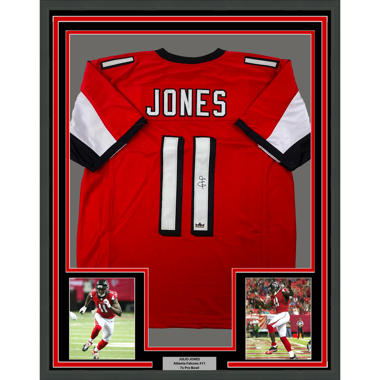 Framed Facsimile Autographed Julio Jones 35x39 Atlanta Red Reprint Laser Auto Football Jersey