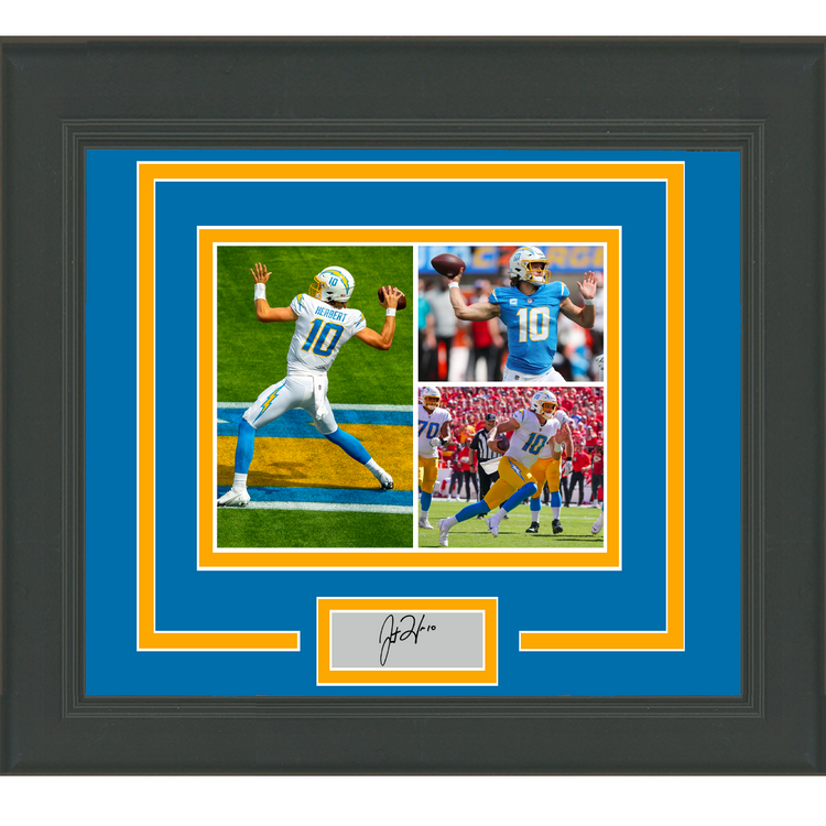 Framed Justin Herbert Facsimile Laser Engraved Signature Auto Los Angeles Charger 11x14 Football Photo