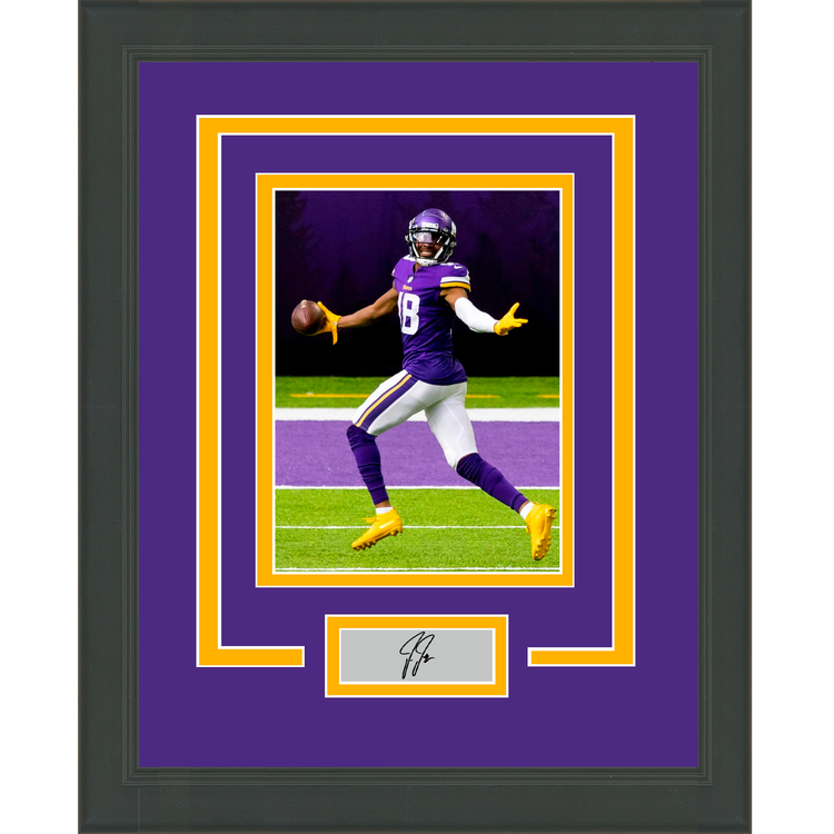Framed Justin Jefferson Facsimile Laser Engraved Signature Auto Minnesota Vikings 11x14 Football Photo