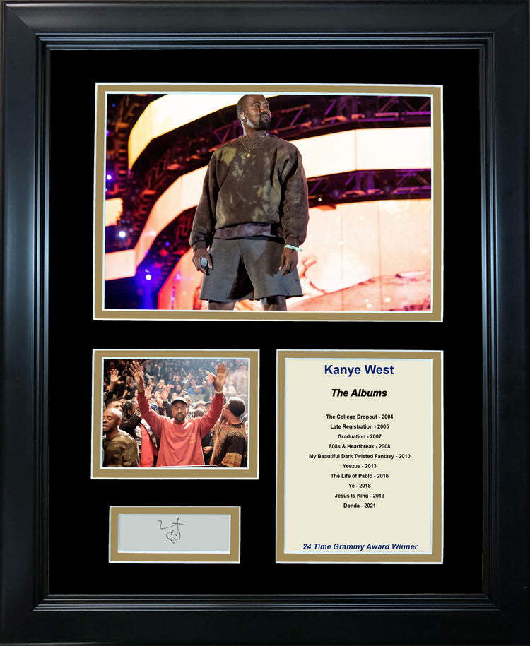 Framed Kanye West Facsimile Laser Engraved Signature Auto 11"x14" Photo Sig Collage