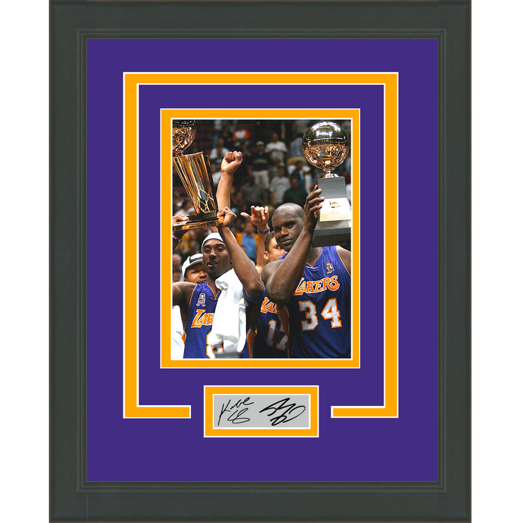 Framed Kobe Bryant Shaquille O'Neal Dual Facsimile Laser Engraved Signature Auto Los Angeles Lakers 11x14 Basketball Photo